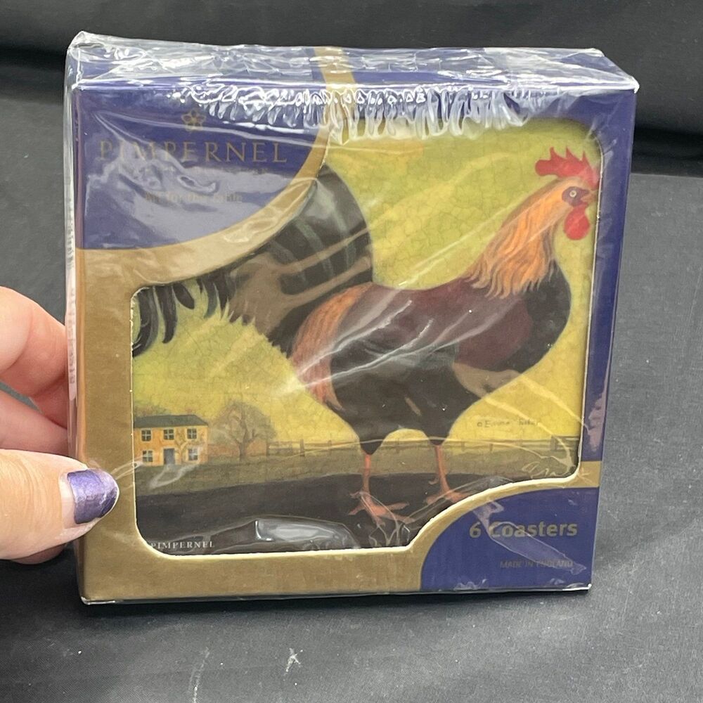 Pimpernel Rooster Coasters Set of 6 Made in England Vintage Tableware New